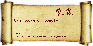Vitkovits Uránia névjegykártya
